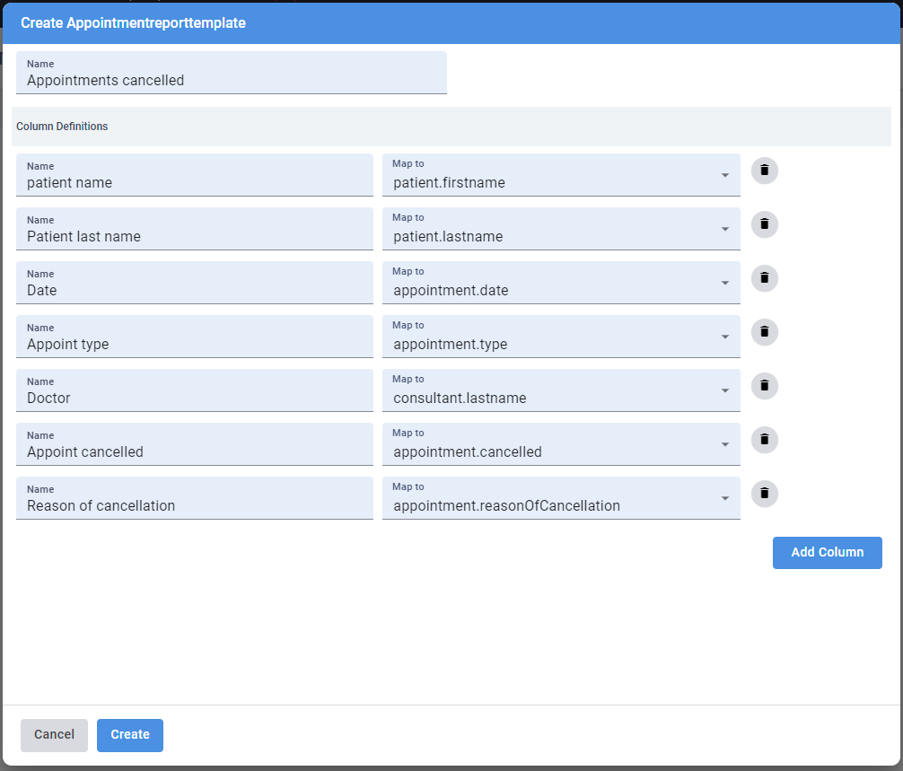 Create Appointment Report Templates