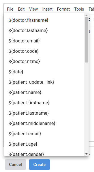 Input Template Variables