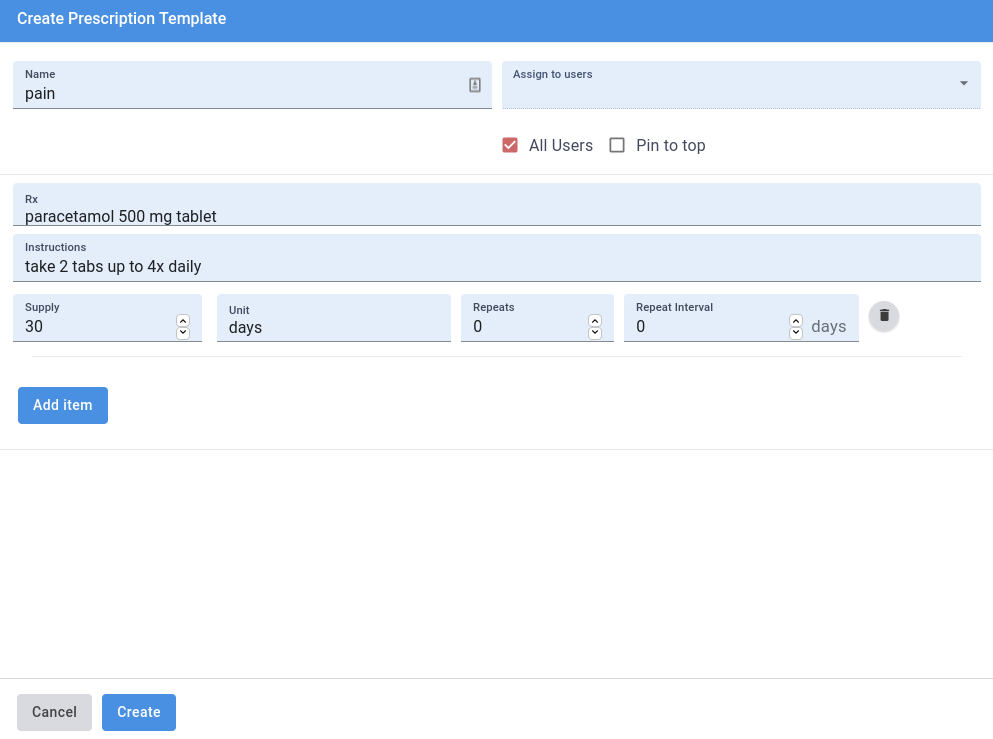 Prescription Template
