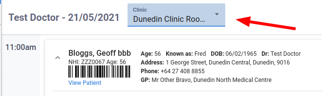 Appointments Agenda Dropdown