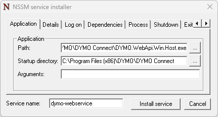 NSSM Configure