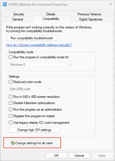 Dymo WebAPI Properties
