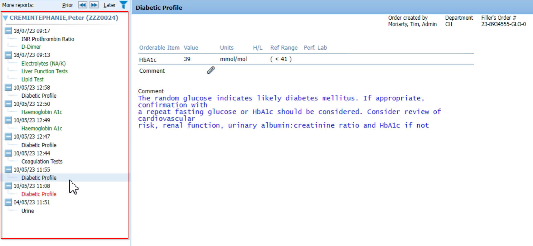 Viewing Previous Requests and Results