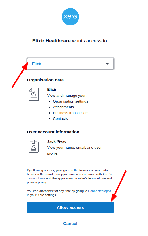 Xero Allow Access