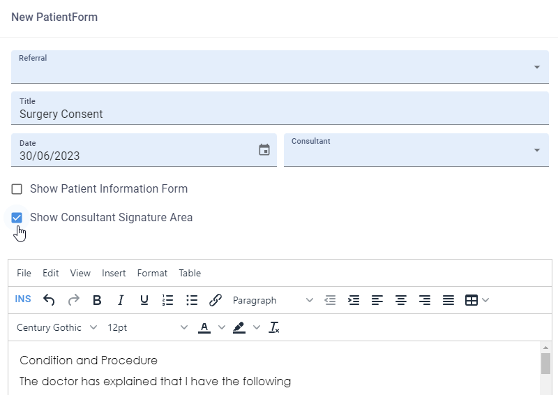 Consultant Signature Box