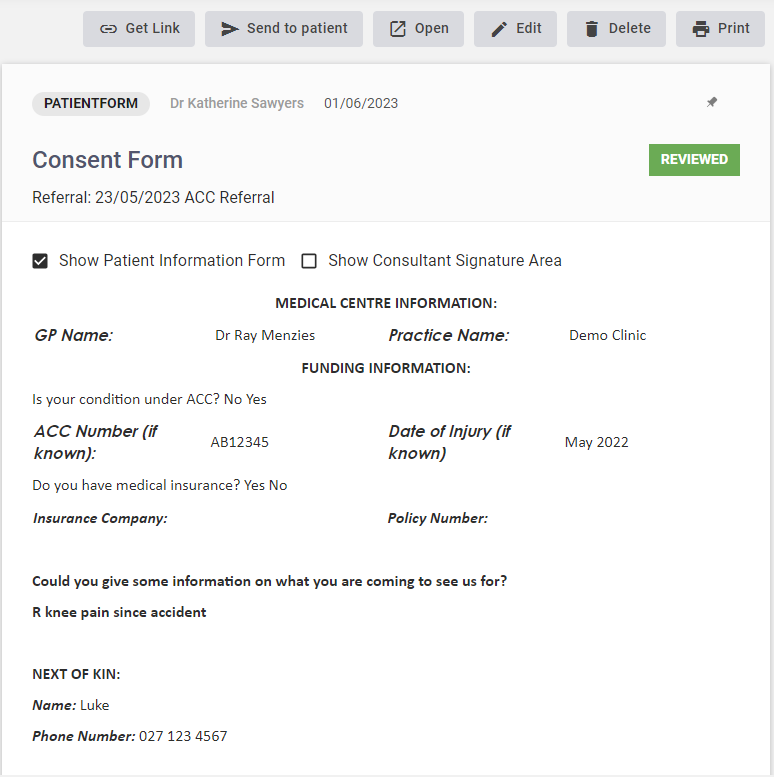 Patient Form Links