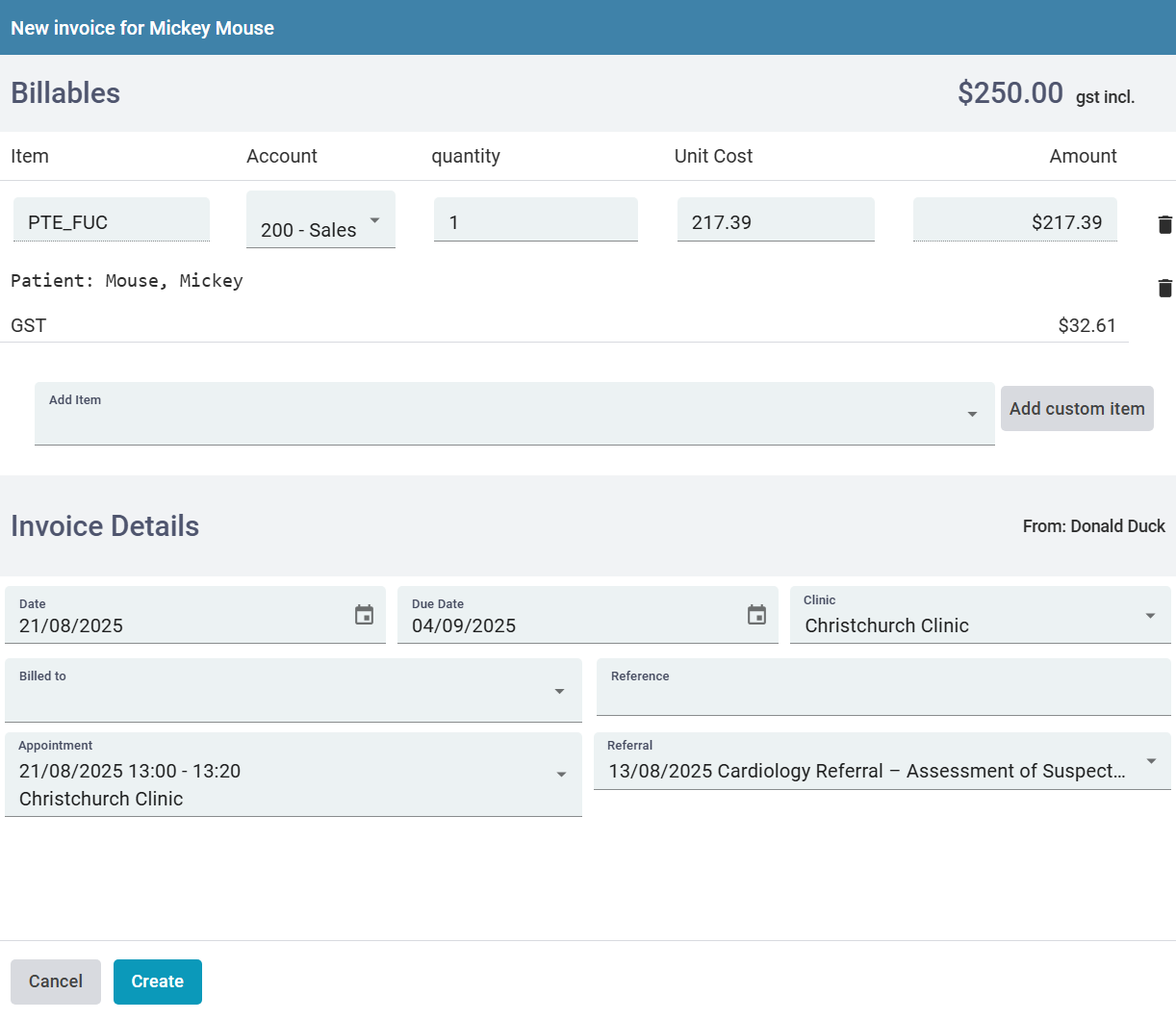 Create Invoice