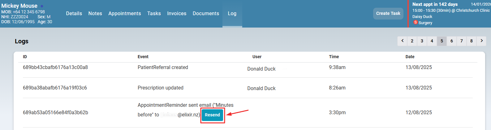 Resend Appointment Reminder